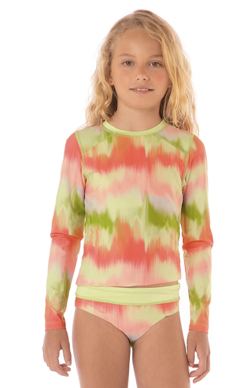 Maaji Girl's Size 10 Lime Ombre Odyssey 2-Piece Rashguard Swim Set B16-2